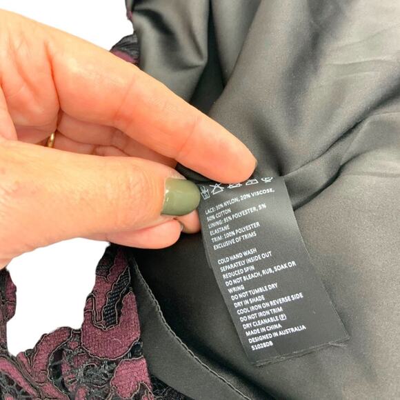 Bardot Taegen Lace Midi Dress Wine Black Size 10 NWOT $139 MSRP - Picture 9 of 11